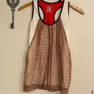 Lucky in Love Leopard Print Racerback Tank with Cream Panels & Black Trim